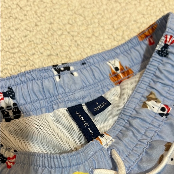 Janie and Jack Blue Dog Pattern Swim Trunks - Picture 2 of 2